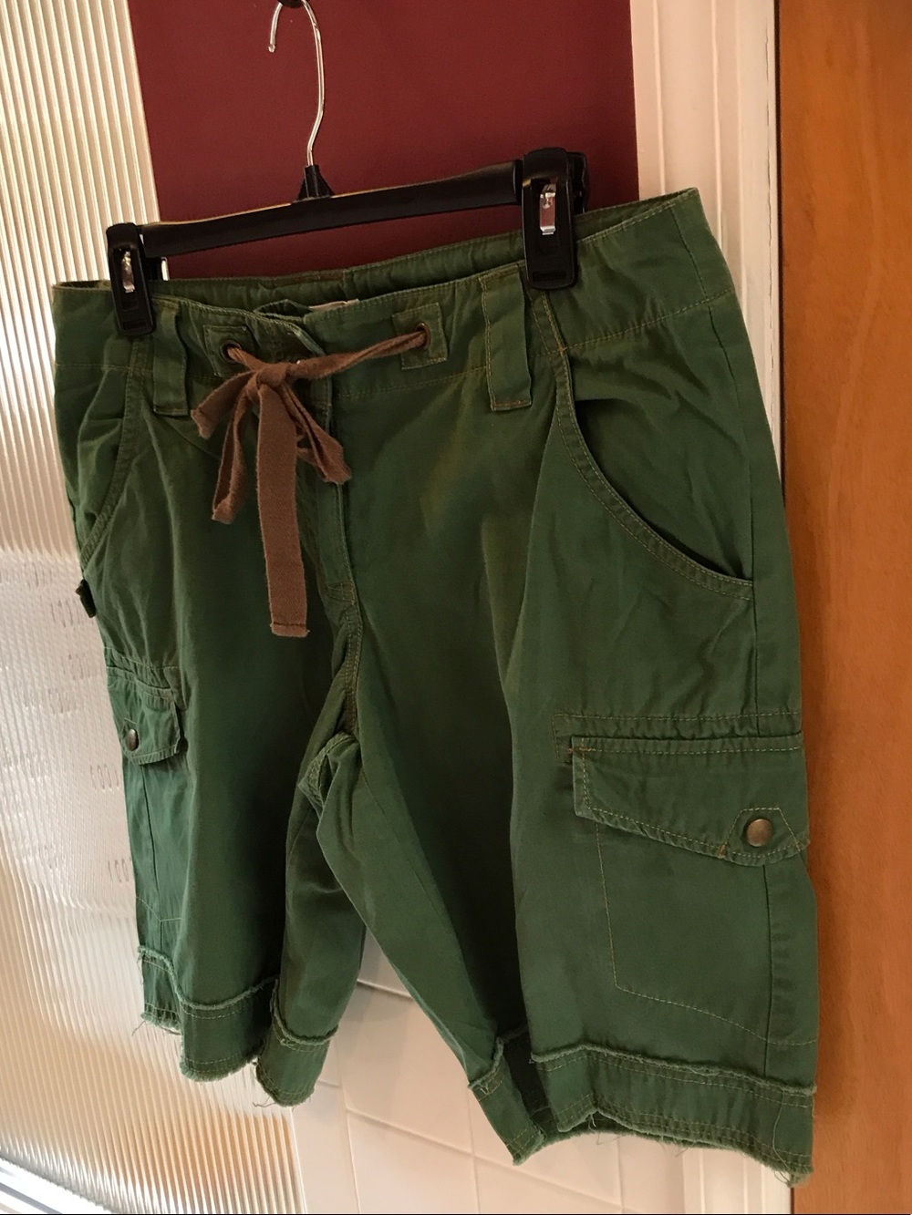 CAbi Olive Green Utility Cargo Shorts with Drawstring